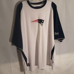 NFL Team Apparel Men's Size 2XL White with Navy New England Patriots  T-shirt